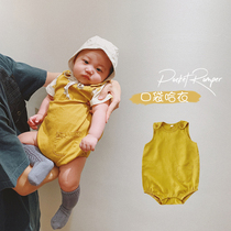 2020 summer baby sleeveless one-piece Harbin baby foreign style solid color jumpsuit newborn thin climbing clothes