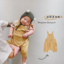 2020 summer baby foreign style conjoined suspenders infant newborn thin clothes baby jumpsuit