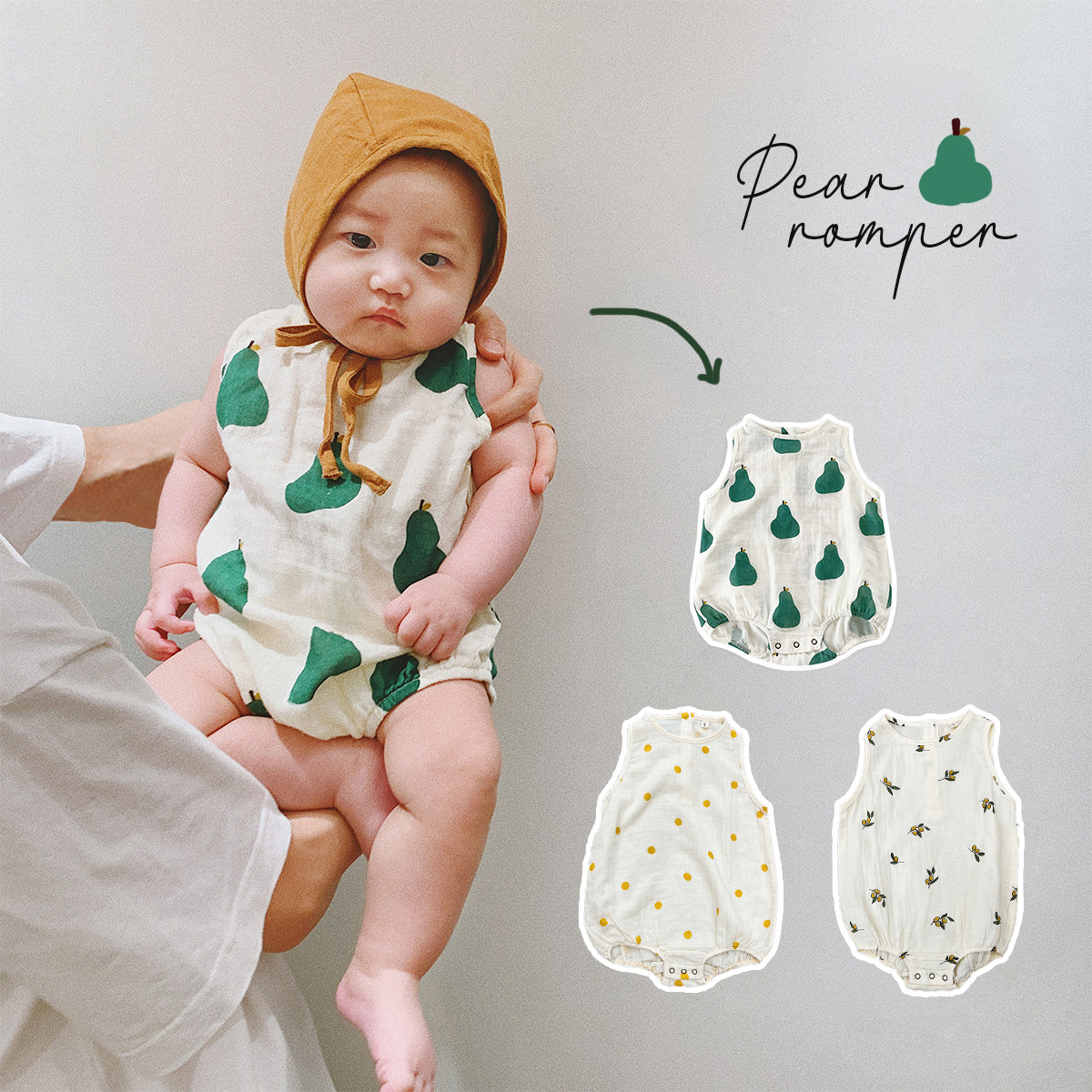 Yuner mom baby boy boy boy and girl baby summer cotton yarn sleeveless baby jumpsuit children's baby cute romper