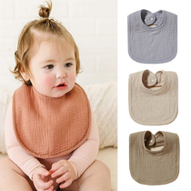 Nordic baby saliva napkin spring and summer baby 4-layer pure cotton gauze absorbent U-shaped newborn solid color simple bib trendy