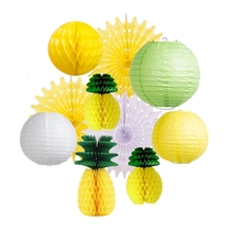 Fresh Summer pineapple paper fan flower decoration set kindergarten background wall window scene decoration party supplies