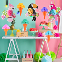 Summer Tropical Bird Ice Cream Honeycomb Set Pendant Shopping Mall Beauty Chen Decoration Kindergarten Festival Scene Arrangement