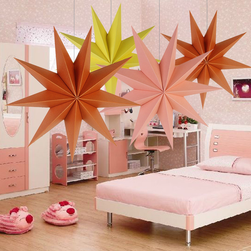Origami nine-pointed star pendant window kindergarten star decoration children's birthday party mall pendant room layout