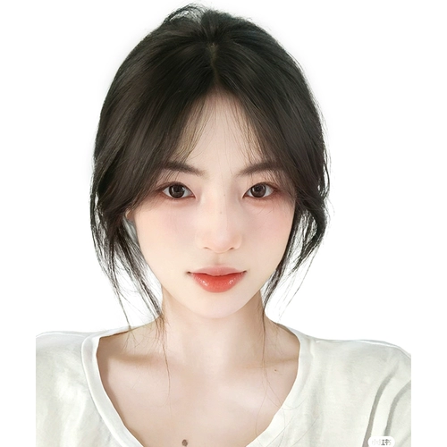 Парик с челкой в ​​виде лагуны для женщин, полные человеческие волосы на макушке, замена естественного лба и бакенбардов, бесследная замена линии роста волос