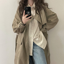 This years popular windbreaker coat womens coat khaki 2022 spring and autumn new mid-length small man high-end sense