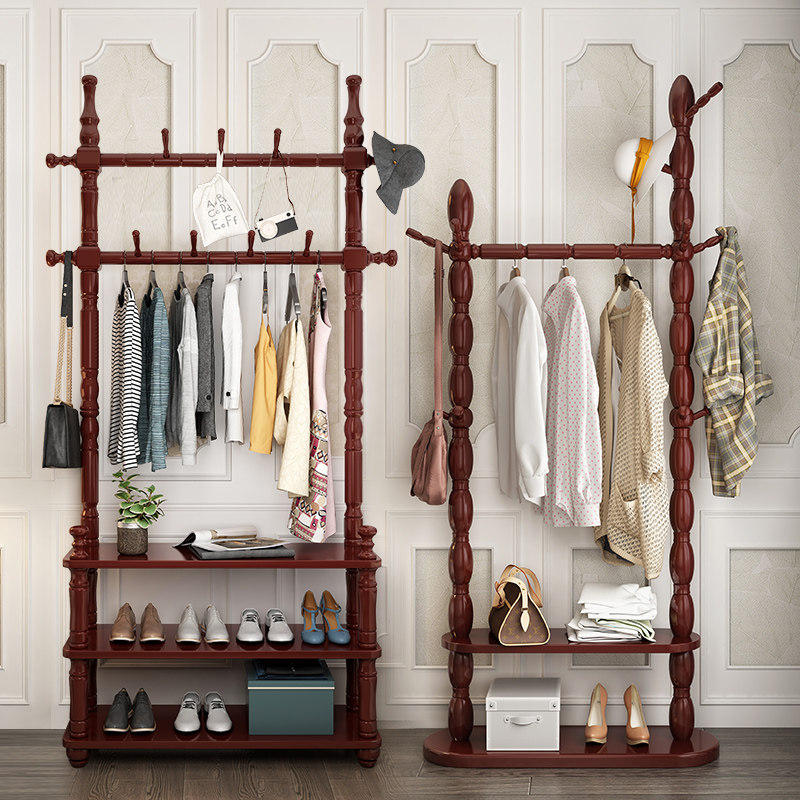 Solid wood clothes and hat rack floor multi-layer hanging hanger living room clothes hanger home modern simple assembly clothes rack