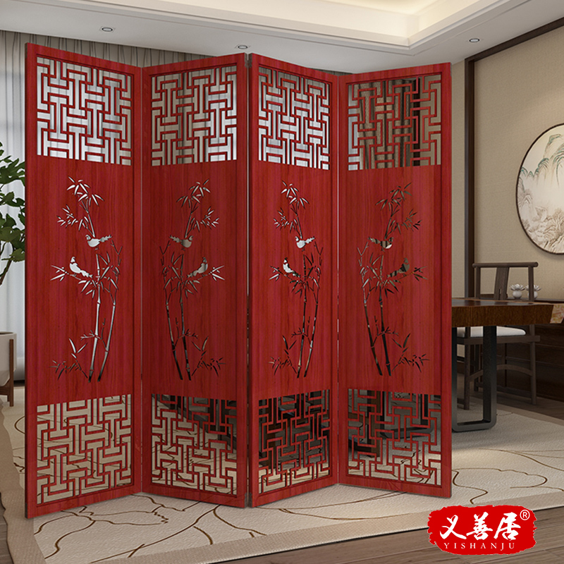 Screen partition fashion living room porch bedroom mobile folding screen simple modern solid wood lattice office Chinese style