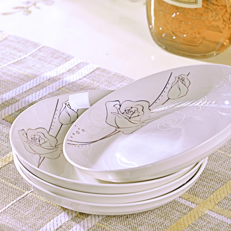 Jingdezhen cutlery set 4 dishes dishes home six Chinese creative ipads porcelain bowl chopsticks ceramic bowl dish