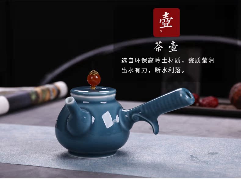 Kung fu tea set jingdezhen ceramic household teapot teacup portable travel a shadow of a complete set of green tea set