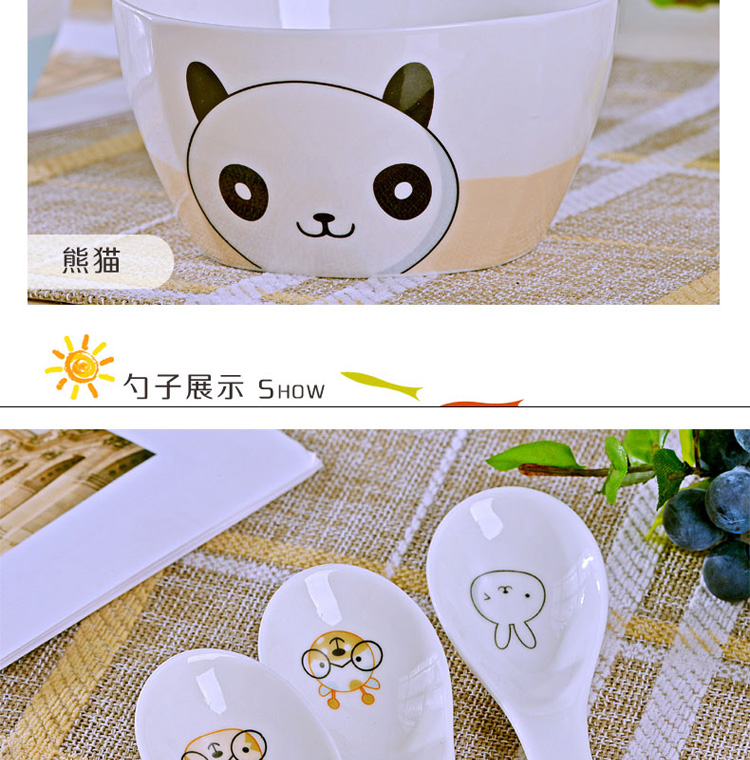 Jingdezhen ceramic 16 cartoon dishes suit ceramic bowl chopsticks microwave oven plate to eat bread and butter