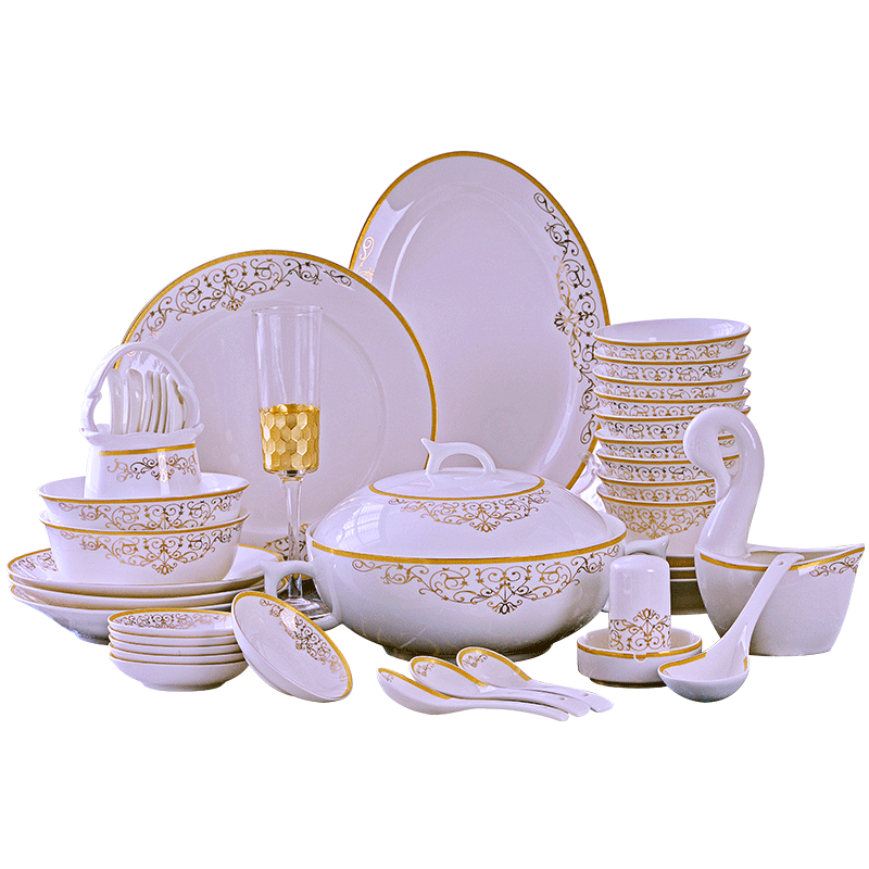 The Open tableware suit 60 key-2 luxury jingdezhen head ipads bowls plates gift chopsticks sets high bowl lovesick