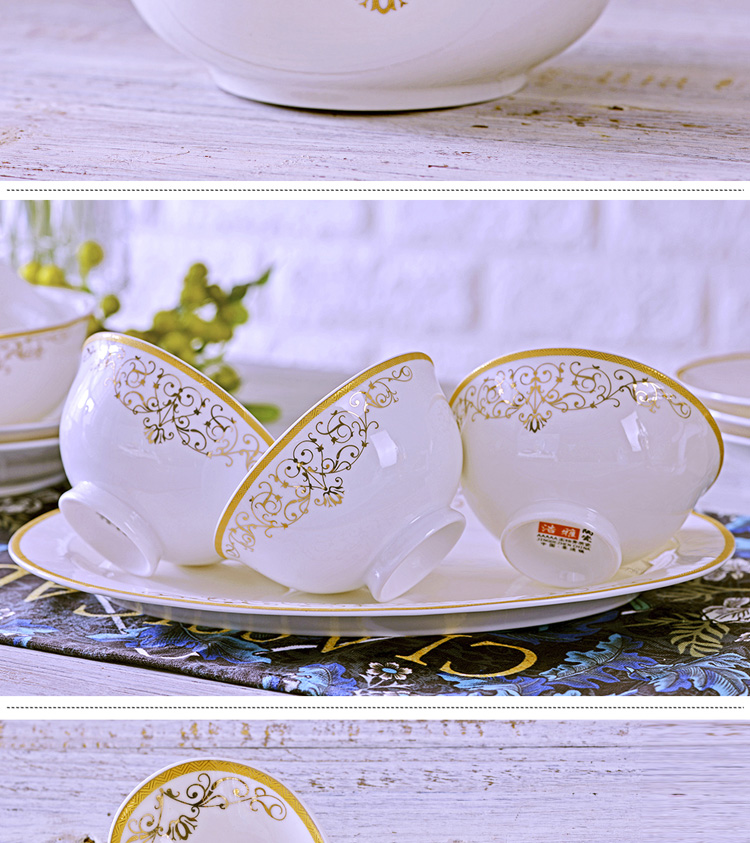 The Open tableware suit 60 key-2 luxury jingdezhen head ipads bowls plates gift chopsticks sets high bowl lovesick