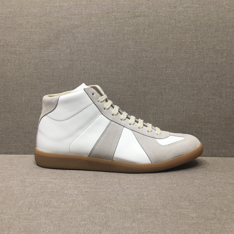 【Shoe Enthusiast】De Xun Mid-Top Sneakers Mmgat Retro Handmade Couple's White Sneakers with Raw Rubber Sole 【Shoe Enthusiast】De Xun Mid-Top Sneakers Mmgat Retro Handmade Couple's White Sneakers with Raw Rubber Sole