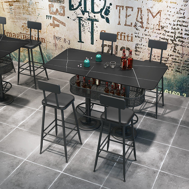 American Bistro Cafe Clear Bar Bar Scattered Table Scattered Retro High Stool Rock Slab Bar Table and Chair Combination