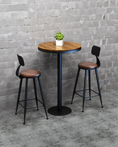 American solid wood bistro café clear bar bar loose table loose table retro high bar stool table table chair combination