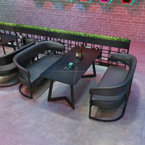 Retro industrial style bar clear bar card seat sofa reception area coffee barbecue shop Western restaurant music dining bar table and chairs