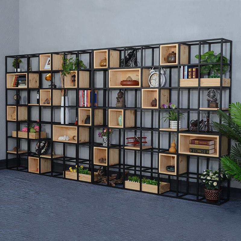 Modern floor-to-ceiling loft iron rack bar partition screen simple lattice porch F9C5-63DE