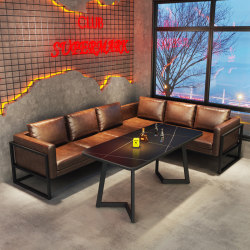 American-Style Coffee Shop Sofa Tavern Lounge Area Corner Ul-Shaped Bar Sofa Booth Dining Bar Private Room Table and Chairs