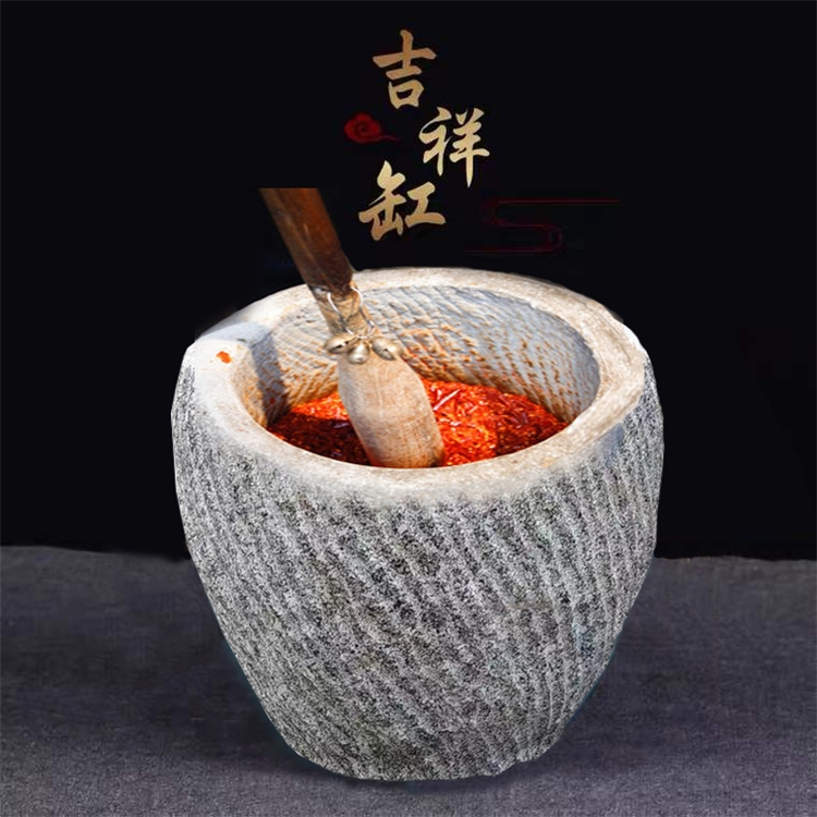 Stone Beating of the Samba Samba Stone Mortar Countryside Old Home Traditional Mash Hot Pepper Large Stone Mortar Fish species flower patio Courtyard Pendulum