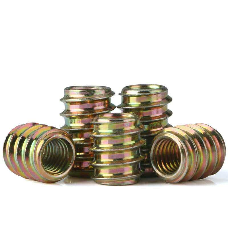 Straight-through iron inner and outer teeth card screw slotted nut embedded part nut locking connector M6M8 cold heading color zinc