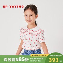 The malls same section] EP YYing Tong dress 2022 Summer girls new foreign air doll collar big collar caring T-shirt
