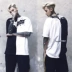 Guochao 17ss cần cẩu nam và nữ đôi thời trang đường phố áo thun ngắn tay lỏng lẻo tay áo hip-hop năm tay áo