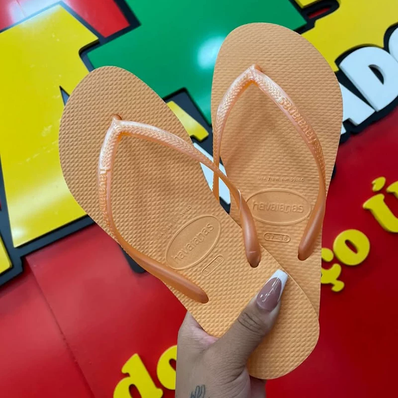 Шлепанцы Havaianas, нескользящие классические сланцы с тонким ремешком