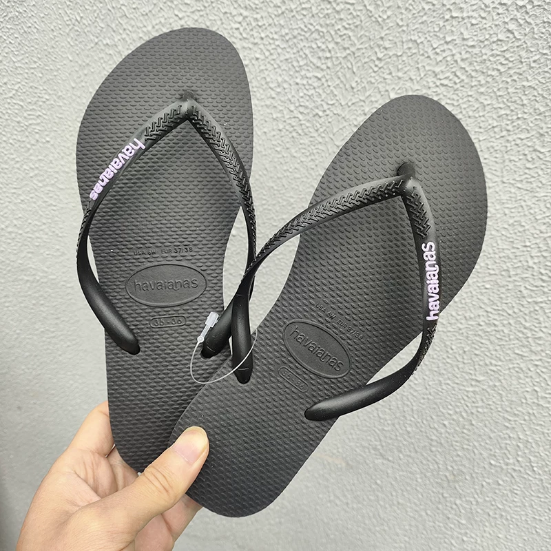 Шлепанцы Havaianas, нескользящие классические сланцы с тонким ремешком