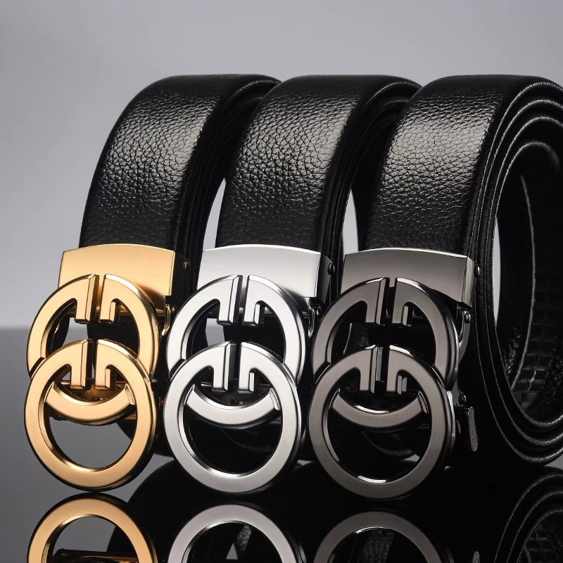 Leather Strap Men Genuine Leather Automatic Buckle Youth Korean Version Belt Bull Leather 100 Hitch Business Casual Middle-aged Smooth Buttpants-Taobao