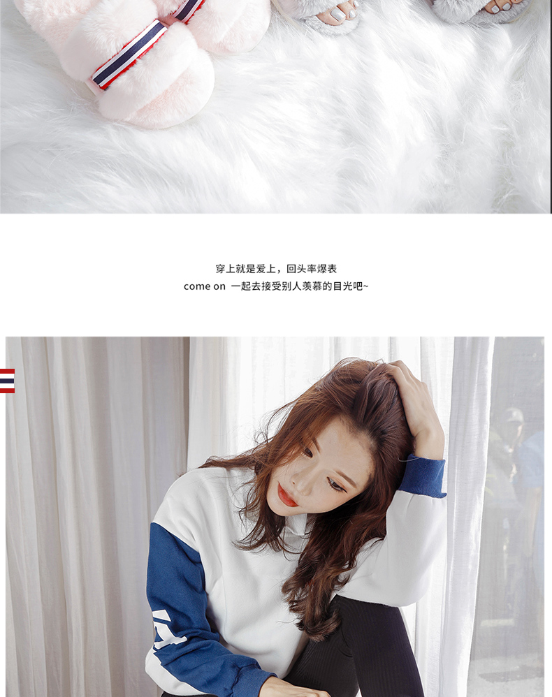 Dép cotton nữ sang trọng kéo dép đi trong nhà ấm áp đế bằng cho bà bầu chống trượt phiên bản Hàn Quốc của tháng thu đông mới dép dior