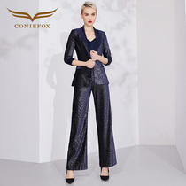 Creative fox 2021 new suit suit women thin velvet casual trousers straight pants two-piece suit banquet formal