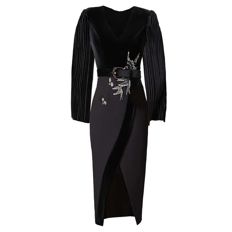 Fitted short velvet dress, 2020