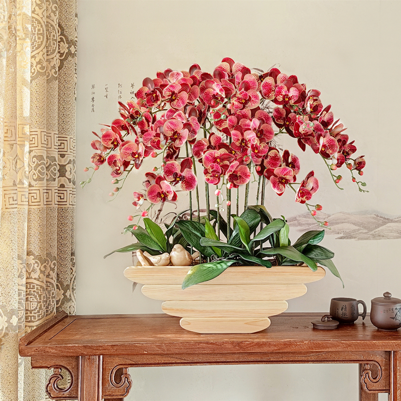 Artificial Phalaenopsis Orchid Potted Plant, Faux Flowers, Plastic Flowers, High-End Dried Flower Decoration for Living Room