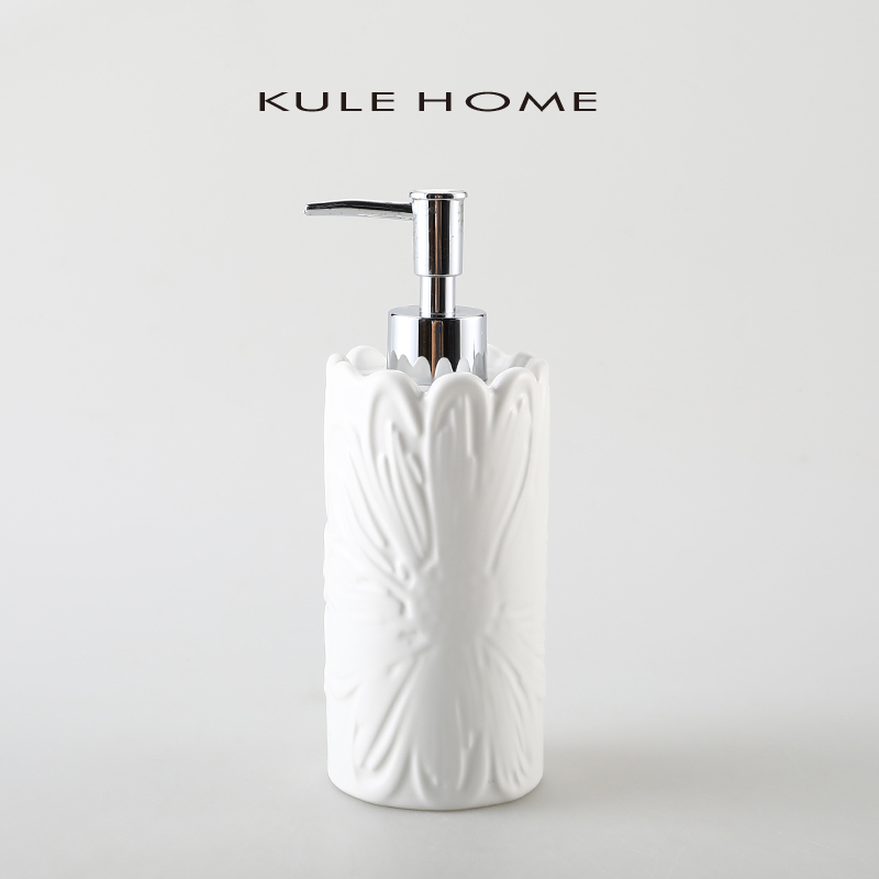 Kule Home Lotion Dispensing Bottle Ceramic Bathroom Squeeze Press Hand Sanitizer Bottle Shower Gel Shampoo Bottle