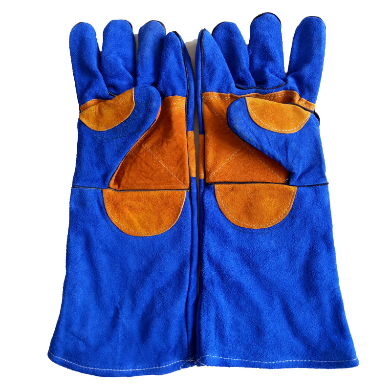 Electric welding gloves Niu leather high temperature resistant and hot and soft labor and abrasion resistant welding work welding protection with palm protection gloves