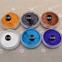 Make-up artist uses eye shadow powder to brighten powder monochrome shiny glitter bright powder