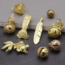 Brass beads fashion keychain Net red key chain small pendant gourd Bell key buckle women backpack pendant male