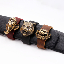 Handmade keychain pendant belt ring mens leather cowhide buckle belt tail fixing ring meson brass