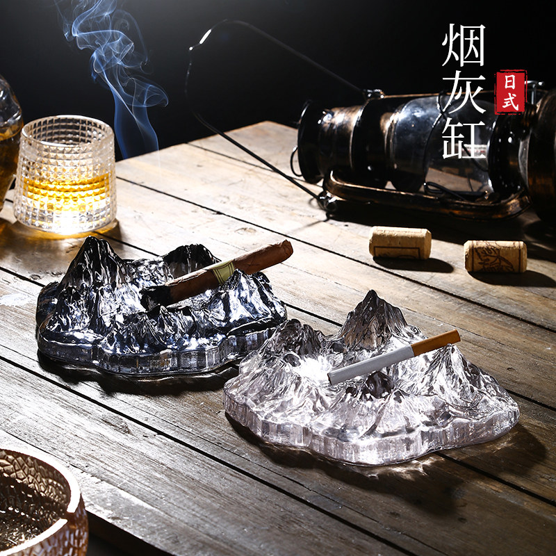 Day-style Fuji Mountain Tobacco Ashtray Crystal Glass Iceberg Snow Mountain Cigar Cylinder Bar Clubhouse Home Creative Grey Dish