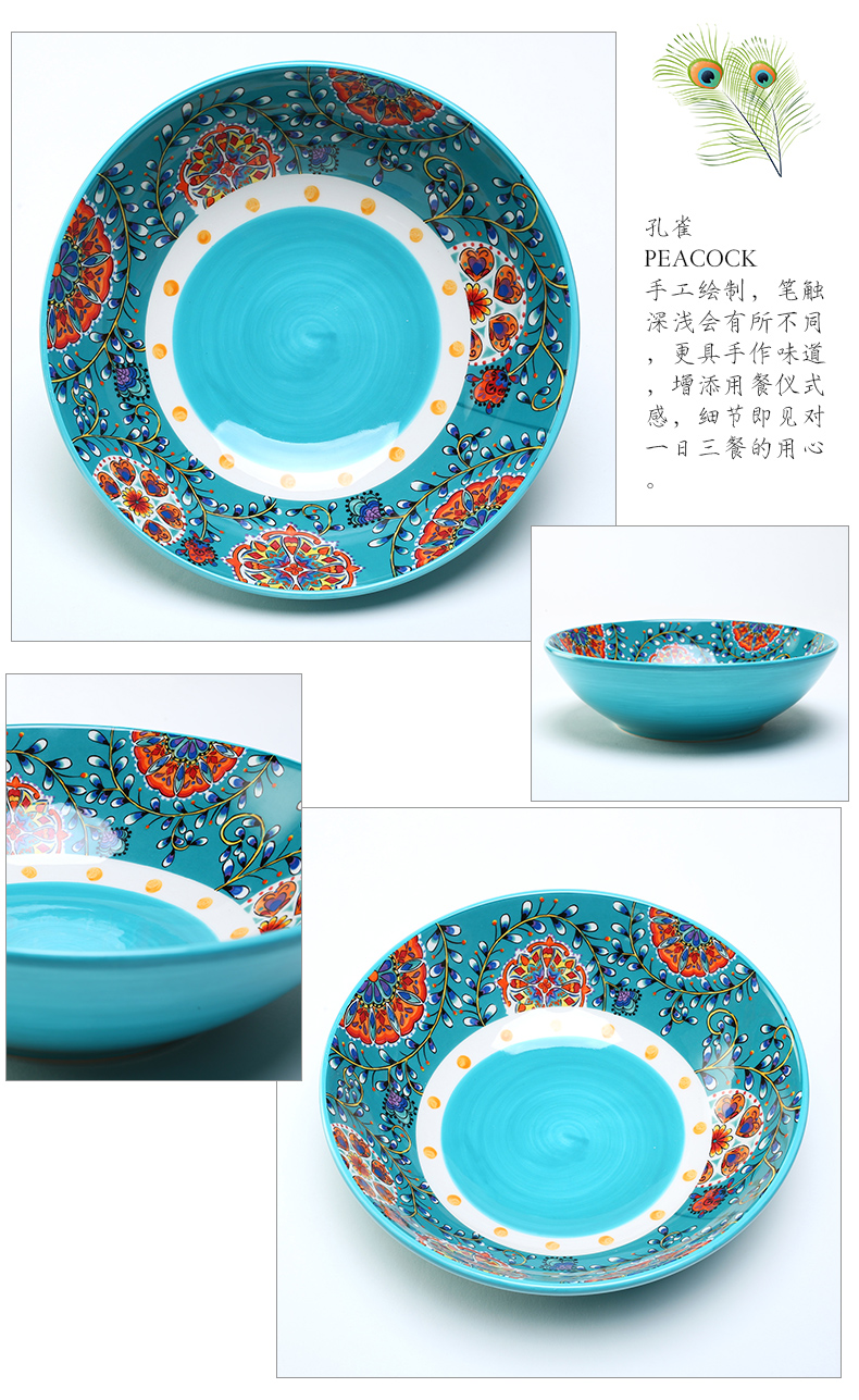 Large size ceramic soup basin Large soup bowl hotel tableware household rainbow such use small never dish of boiled fish bowl meal basin