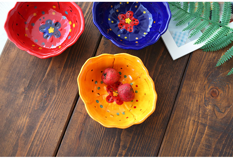 Hand - made ceramic tableware girl heart lace fruit salad bowl dessert bowl bowl irregular shaped pattern petals