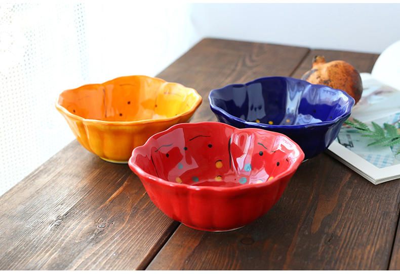 Hand - made ceramic tableware girl heart lace fruit salad bowl dessert bowl bowl irregular shaped pattern petals