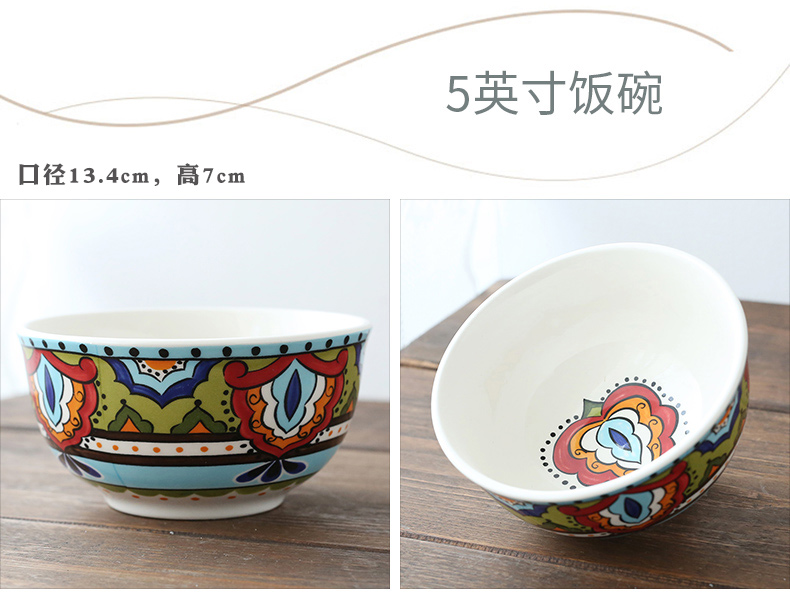 Bohemia hand - made ceramic tableware single rice noodles soup bowl web celebrity abnormity bowl plate suit household composition
