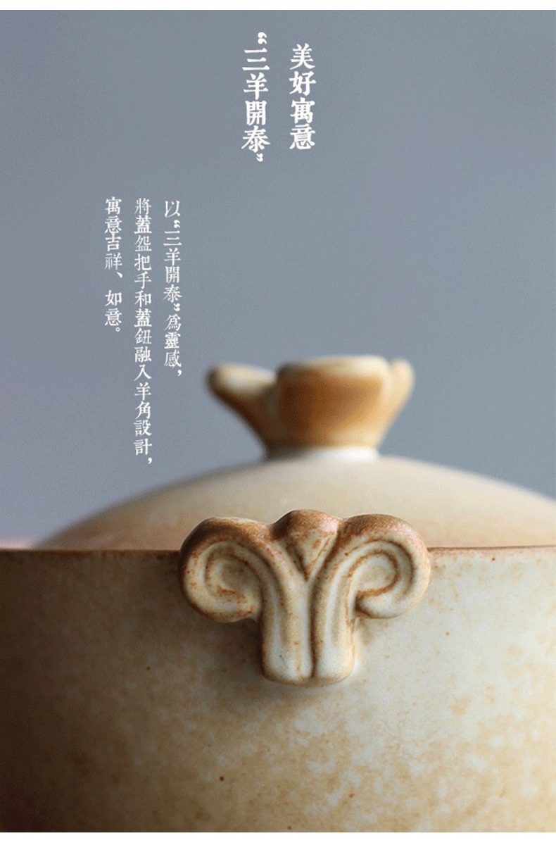 Manual ceramic Japanese zen lotus coarse pottery kung fu tea sets tea ware crack cup tea set three tureen