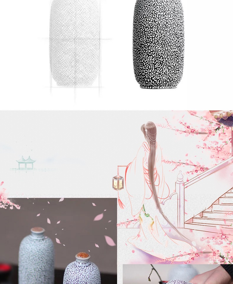 苑 一斤 装 bottle Chai rượu rỗng Chà chai màu đen Cổ hộ gia đình Bình rượu Rượu vang Bán buôn bình đất nung - Rượu vang bộ ly rượu vang