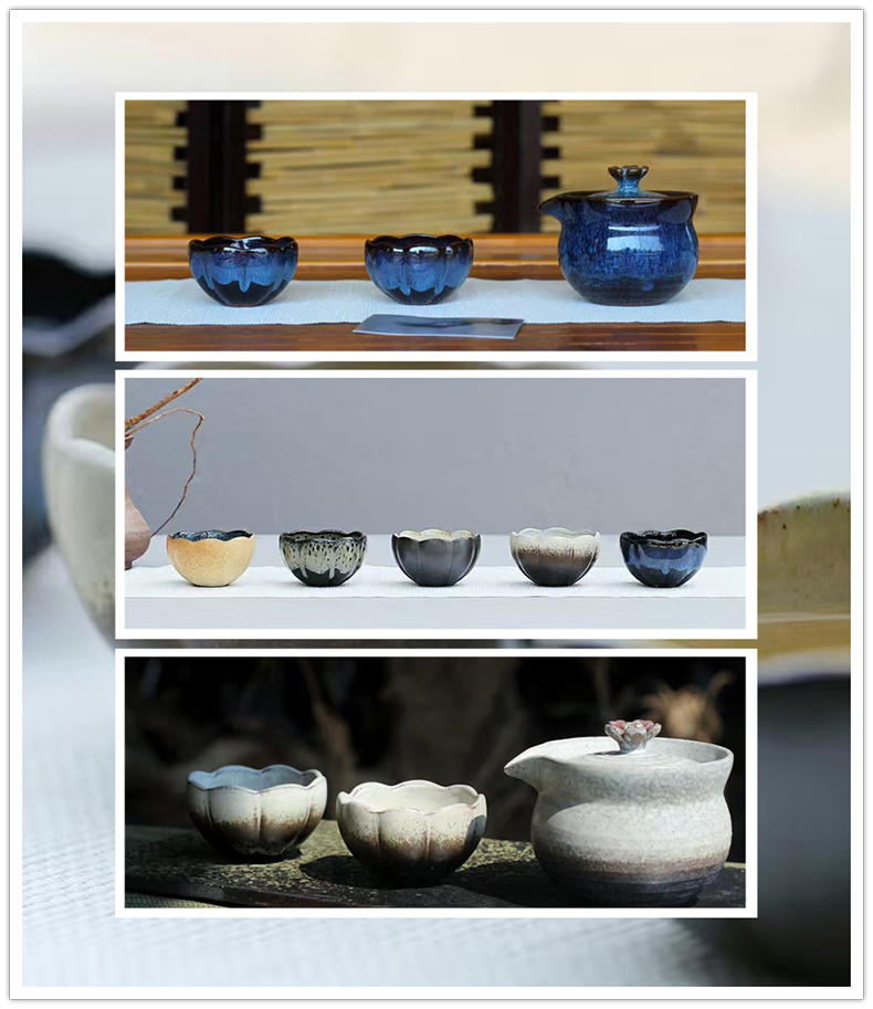 The ancient garden ceramics yixing ceramic up antique vintage Japanese zen coarse ceramic tea set sample tea cup cup lotus cup