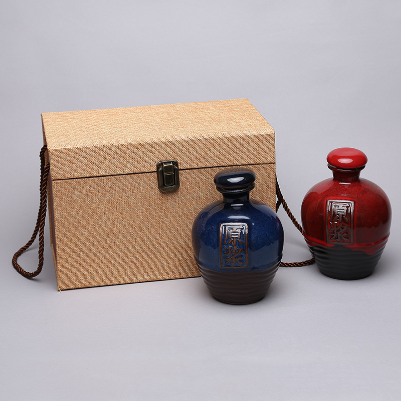 Ceramic bottle with parts 1 catty deacnter jars with wine box can hand carry ma bin JinHe gift box packing box