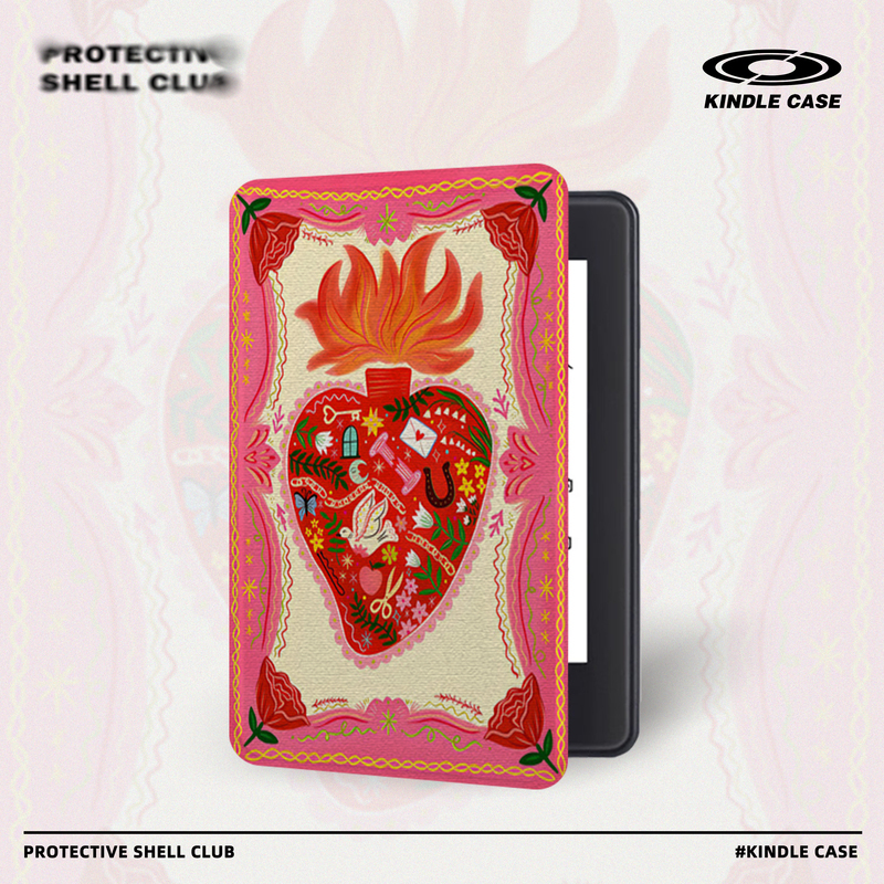 Flame Heart Design Suitable for Kindle 7/Youth Oasis 2/3 E-Book Protective Case Kpw4 Sleep Mode Anti-Drop