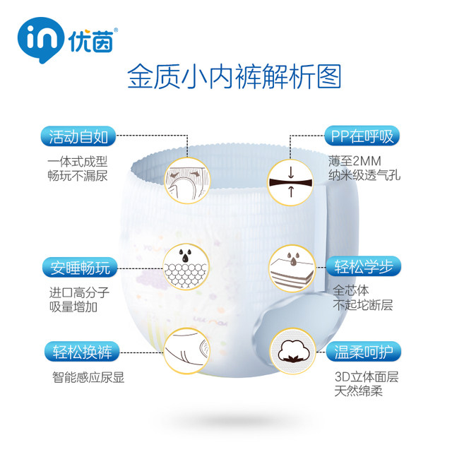 优茵超薄透气拉拉裤XL婴儿S纸尿裤L学步裤XXL码新生儿干爽尿不湿M