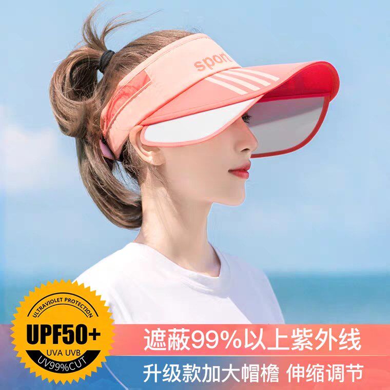 ~ Cycling sun hat female sunscreen Korean version anti-UV cover face empty top big edge cool hat sun hat new
